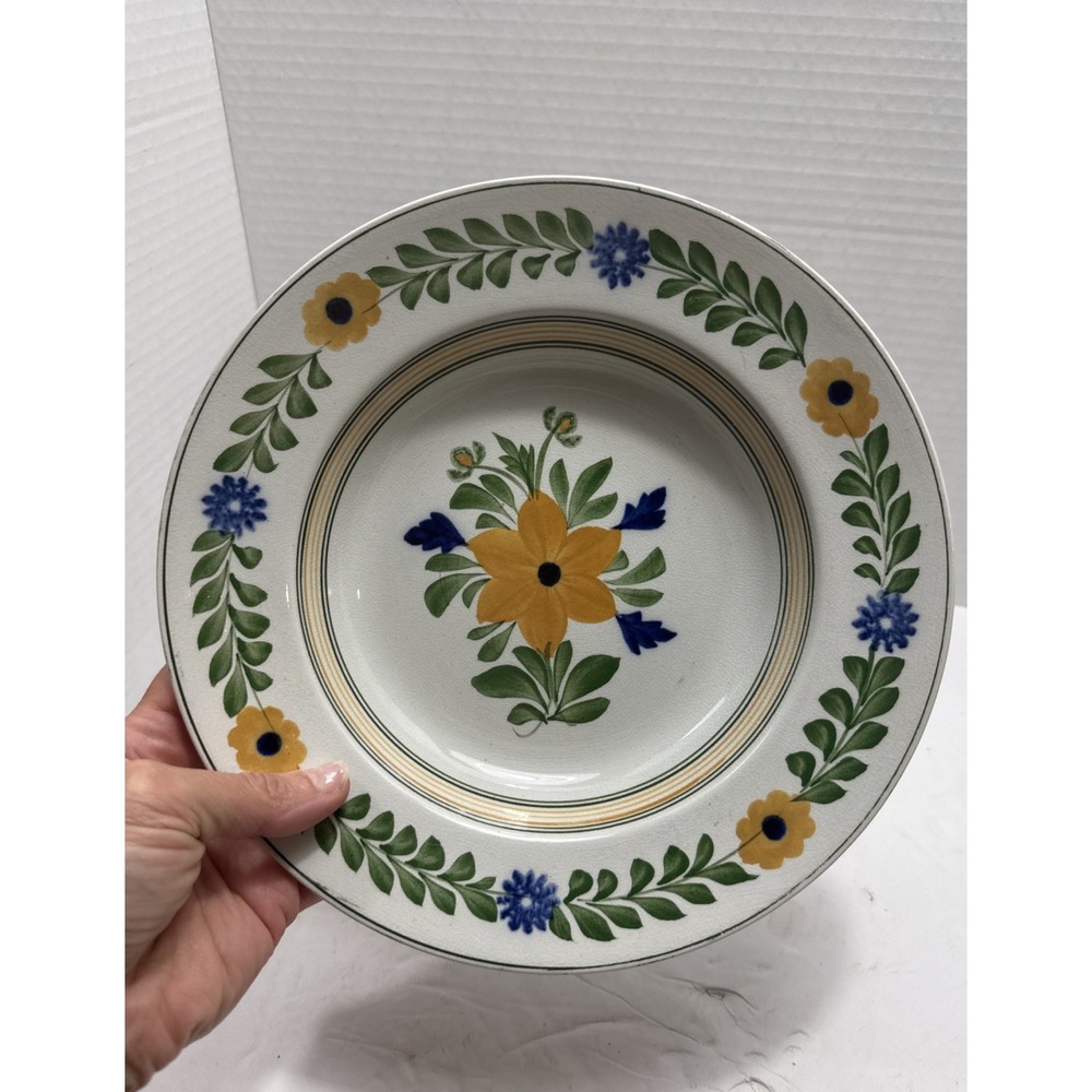 Vintage Hand Painted Orleans Pattern Bowl-Adams-England-Discontinued-9"‎
